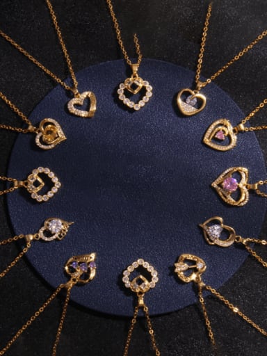 Copper Cubic Zirconia Heart Trend Pendant Necklace