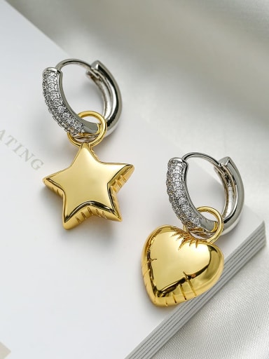 Brass Cubic Zirconia Heart  Dainty Earring