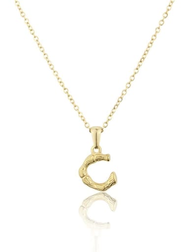 C Titanium Rhinestone minimalist letter Pendant Necklace