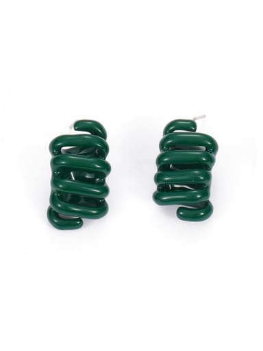 Dark green (left and right) Brass Enamel Irregular Minimalist Stud Earring