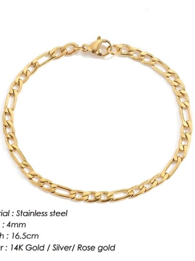 Gold 4mm 16.5cm Stainless steel Geometric Minimalist Link Bracelet