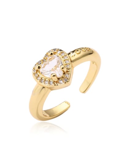 11704 Brass Cubic Zirconia Heart Trend Band Ring