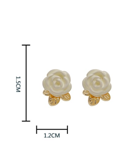Brass Resin Rosary Minimalist Stud Earring