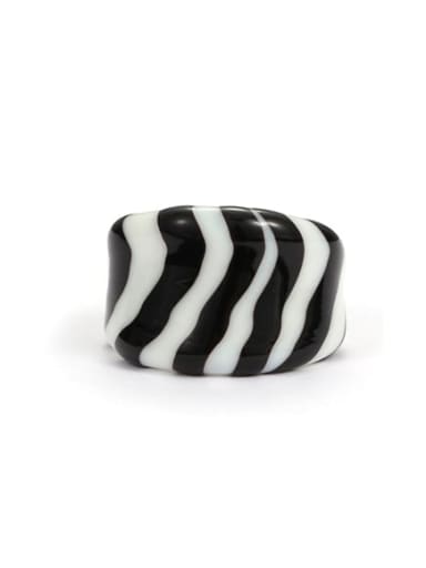 Black and white stripes Hand Glass  Multi Color Geometric Minimalist Band Ring