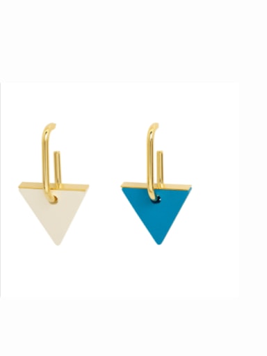 Brass Enamel Triangle Minimalist Huggie Earring