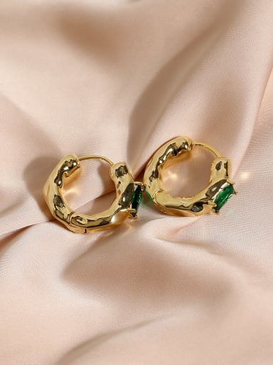 16k gold Brass Cubic Zirconia Geometric Vintage Huggie Earring