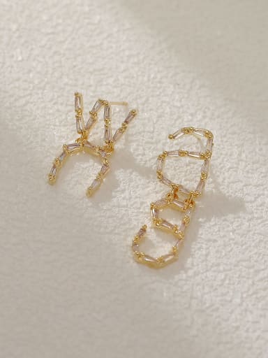Brass Cubic Zirconia Letter Minimalist Drop Earring