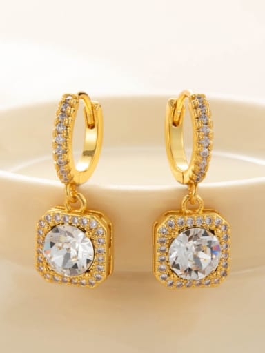 Brass Cubic Zirconia Geometric Dainty Single Earring