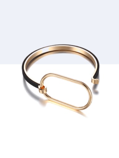 Brass Leather Geometric Minimalist Bracelet
