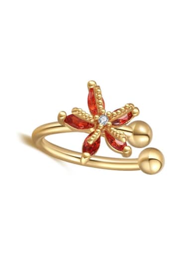 Starfish Brass Cubic Zirconia Multi Color  Cute animal Clip Earring