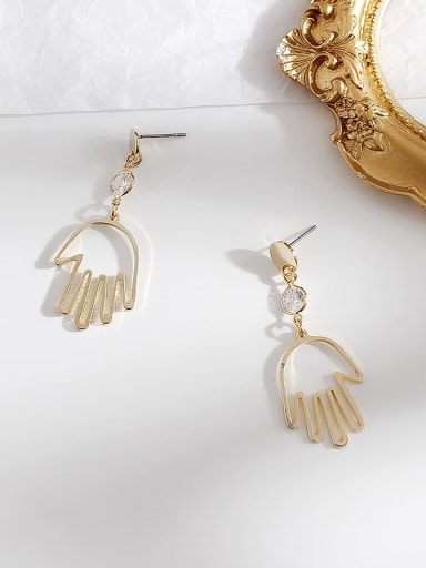 Copper Hollow Exaggerated palm abstract long Trend Korean Fashion Earrings
