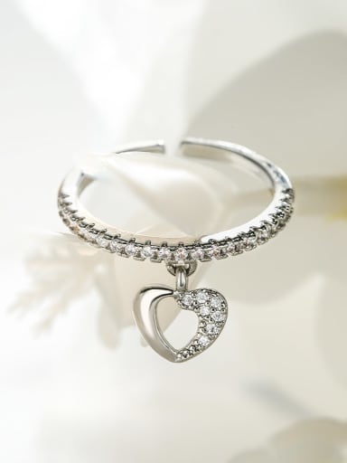 13494 Brass Cubic Zirconia Heart Dainty Band Ring