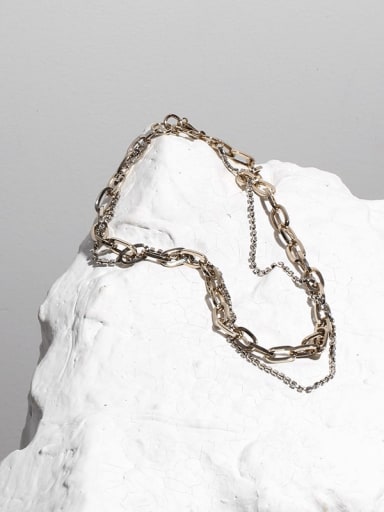 Brass  Hollow Geometric Chain Vintage Necklace