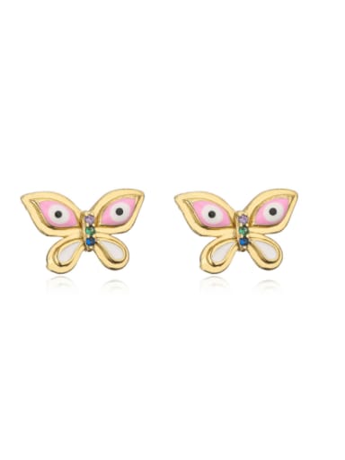 42121 Brass Enamel Butterfly Cute Stud Earring