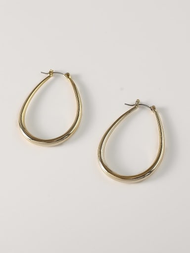 14k Gold [small] Brass Hollow Geometric Minimalist Huggie Trend Korean Fashion Earring
