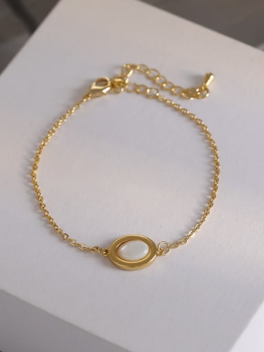 Brass Cats Eye Geometric Minimalist Link Bracelet