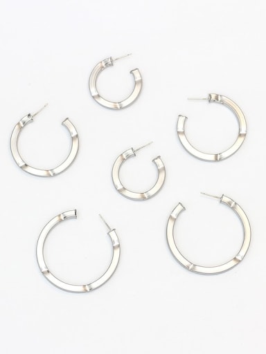 Dumb Silver Medium Copper Hollow Round Minimalist Hoop Trend Korean Fashion Earring
