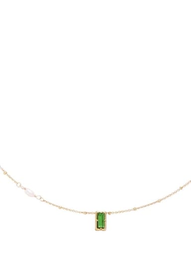 Green zircon style Brass Cubic Zirconia Geometric Minimalist Necklace