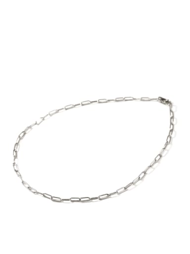 Silver Necklace (45.5cm) Titanium Steel Hollow Geometric Minimalist Cable Chain