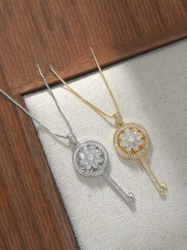 custom Brass Cubic Zirconia Key Dainty Necklace