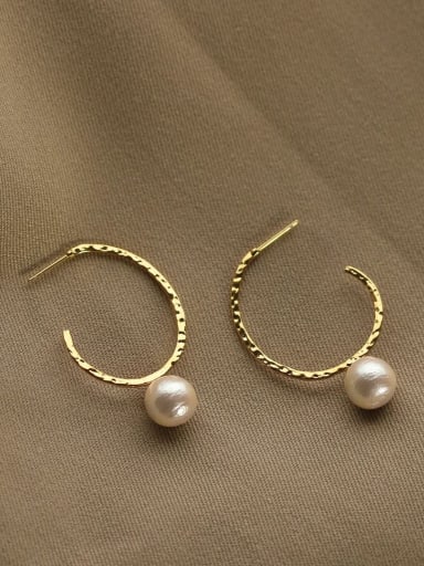 Brass Geometric Vintage C-shaped big ear ring Hoop Earring