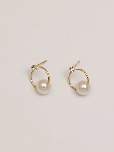 Brass Imitation Pearl Geometric Minimalist Drop Trend Korean Fashion Earring