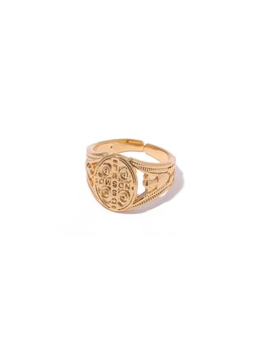 1 (ring 8) Brass Hollow Geometric Vintage Band Ring