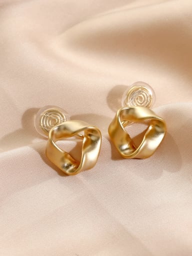 Brass Holllow Geometric Minimalist Clip Earring