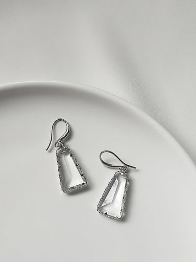 Copper Glass stone Water Drop Minimalist Hook Trend Korean Fashion Earring