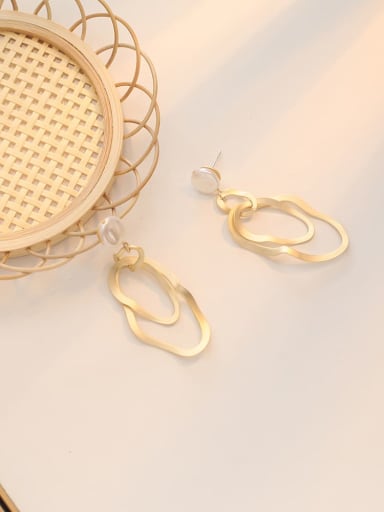 Dumb gold Copper  Hollow Geometric Minimalist Drop Trend Korean Fashion Earring
