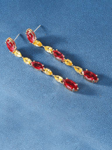 Brass Cubic Zirconia Multi Color Water Drop Minimalist Cluster Earring