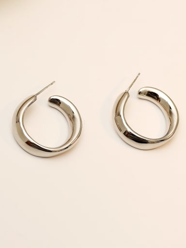 Brass Smooth Geometric Minimalist Hoop Trend Korean Fashion Earring