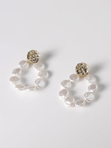 Brass Imitation Pearl Geometric Minimalist Drop Trend Korean Fashion Earring