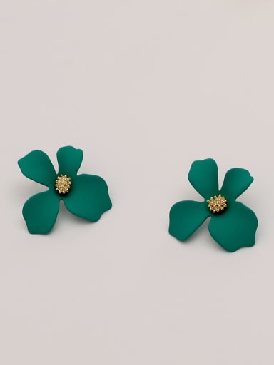 green Brass Enamel Flower Cute Stud Trend Korean Fashion Earring