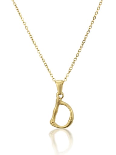 Titanium Rhinestone minimalist letter Pendant Necklace