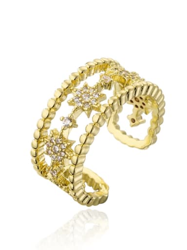 12243 Brass Cubic Zirconia Geometric Vintage Stackable Ring