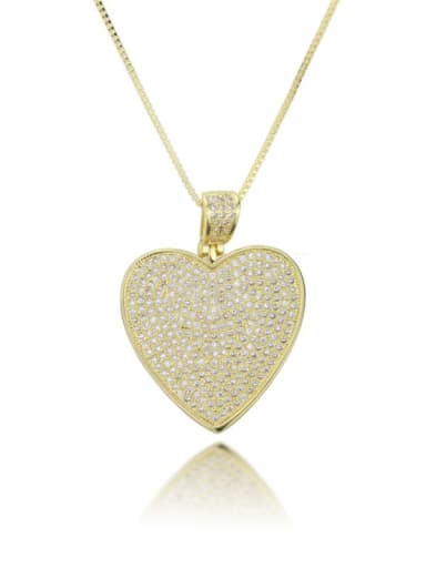 Brass Cubic Zirconia Heart Dainty Pendant Necklace