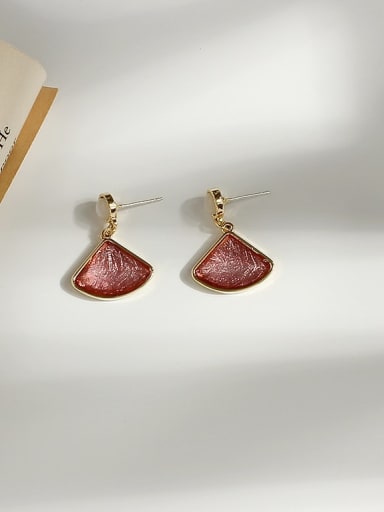 rose red Copper Resin Geometric Vintage Stud Trend Korean Fashion Earring