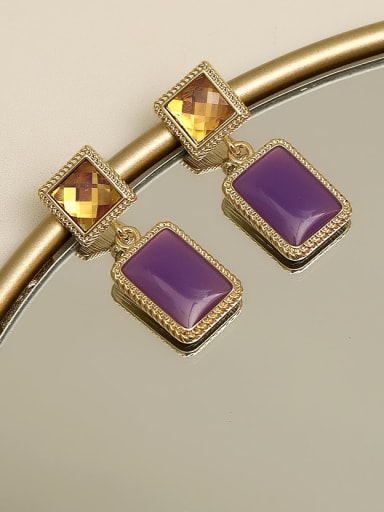 Retro purple Copper Resin Geometric Vintage Drop Trend Korean Fashion Earring