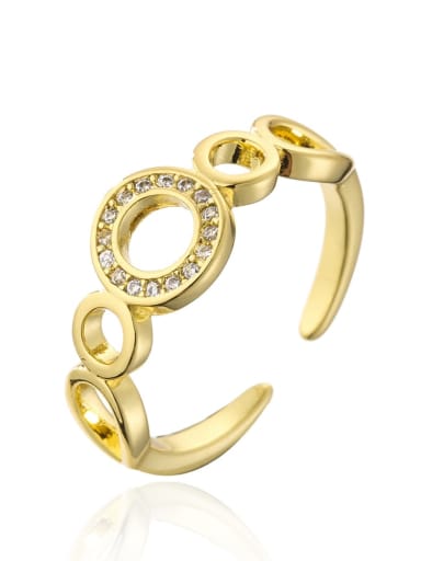 12251 Brass Cubic Zirconia Geometric Vintage Band Ring