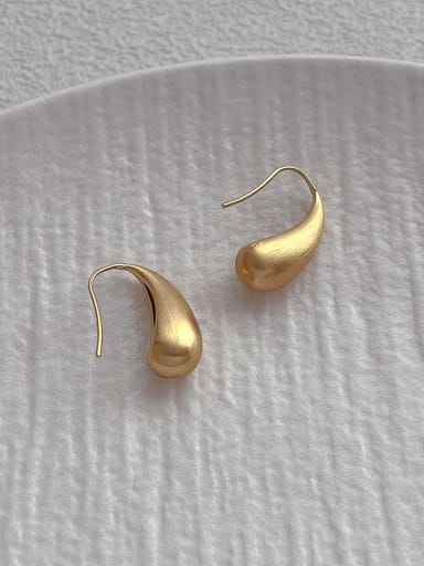 G123 Gold Brass Water Drop Minimalist Hook Earring