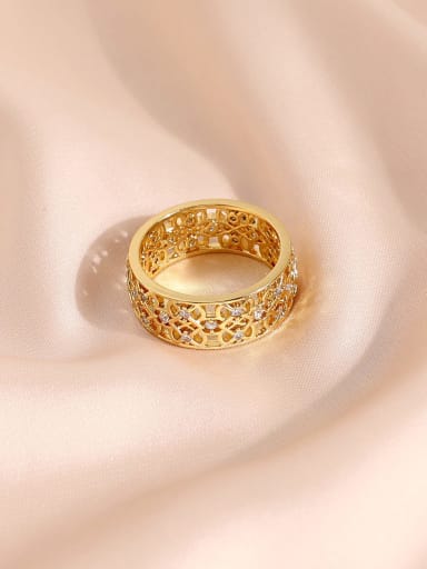 16k gold Brass Cubic Zirconia Geometric Minimalist Band Ring