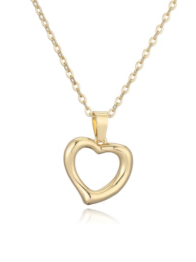 24481 Brass Hollow  Heart Minimalist Necklace