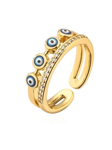 13044 Brass Enamel Cubic Zirconia Evil Eye Trend Band Ring