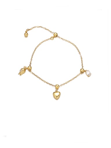 Bracelet 20cm Brass Cubic Zirconia Heart Vintage Necklace