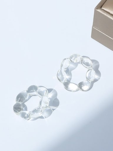 Hand Glass  Clear Flower Minimalist Earring
