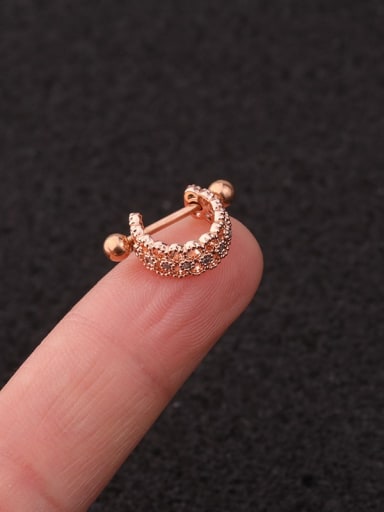 Rose Gold hollow flower Brass  With Cubic Zirconia White Minimalist Single Earring