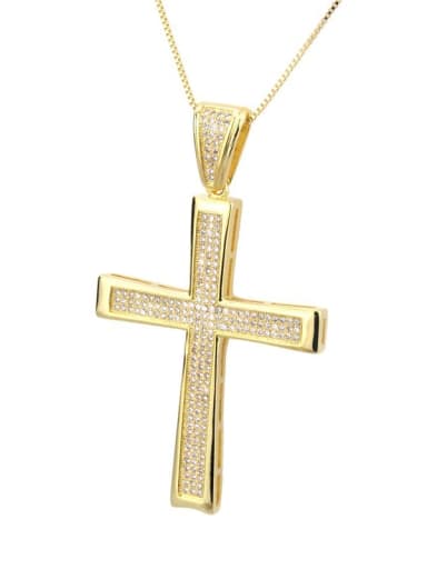Brass Rhinestone Cross Dainty Necklace