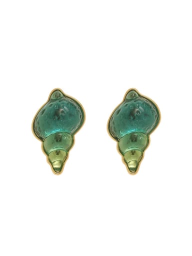 Brass Enamel Irregular Conch Minimalist Stud Earring