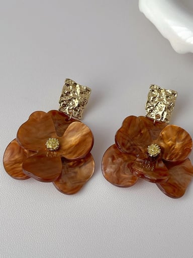 Brass Acrylic Flower Minimalist Drop Earring